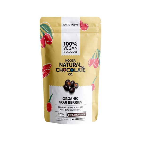 Noosa Natural Chocolate Coated Goji Berries Premium Dark Chocolate 315g