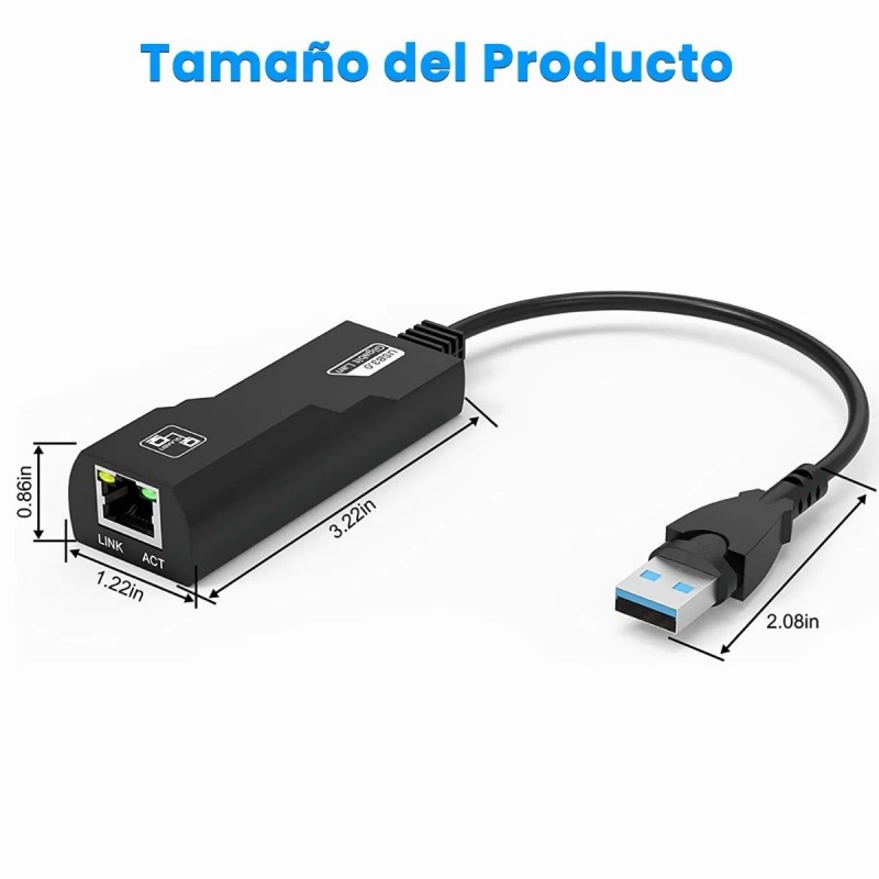 Adaptador Ethernet Usb 3.0 A Rj45 Gigabit Lan 1000mbps