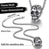 Stainless Steel Flame Skull Pendant Necklace for Men Women Gothic