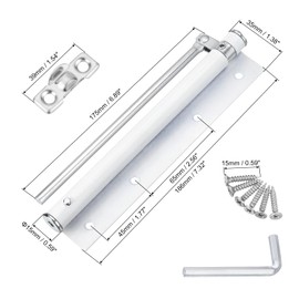 sourcing map 195mm/7.68" Spring Door Closer, Stainless Steel Automatic Door Closers with Adjustable Closing Speed for Home Self-Closing 5kg Door, White
