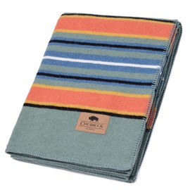 Chubbuck 100% Wool Blanket Camping (60" x 84") - Large Warm Blanket for Camping, Emergency, Outdoor Concerts and Home Use - Fire Retardant, Soft and Warm Blankets for Winter (Glacier)