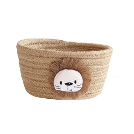 Duories Woven Storage Basket Small Cute Storage Box Cotton Rope Braided Toy Baskets Storage Shelf Basket for Multipurpose Container Home Office Desktop Organiser Decoration Jute Lion