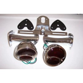 Ford 1928-31 model A taillights, chrome brackets, SS license bracket & gaskets.