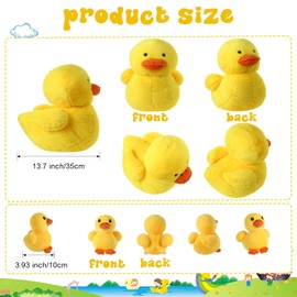 Kasyat 6 Pieces 13.7 Inches Plush Duck with 5 Little Plush Ducks Ducklings Stuffed Animals Playset Duck Stuffed Animals Stuffed Toy Duck Plush Duck Toy Plushies with Zipper Pouch Ducky Animal Dolls