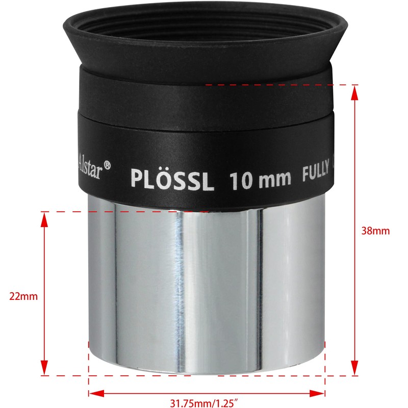 Alstar 1.25" 10mm Plossl Telescope Eyepiece - 4-Element Plossl Design