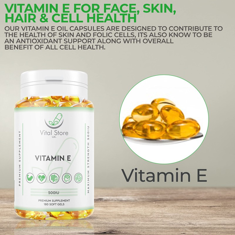 Vitamin E 500IU Vegan Softgels - 6 Month Supply 180ct