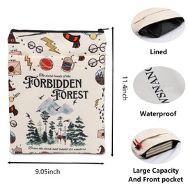 BLUPARK Book Cover - HP Forbidden Forest bs - Off White Cotton Canvas Zipper Book Cover for Paperbacks & Hardcovers