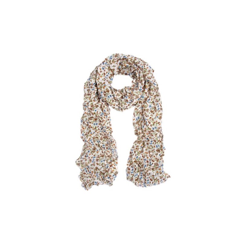 Elegant Cherry Blossom Floral Chiffon Scarf, Brown