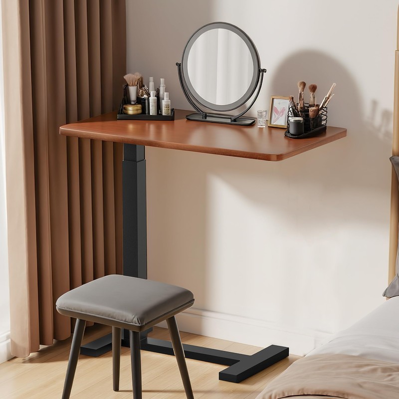 Simple Deluxe Adjustable Overbed Bedside Table with Wheels, Rolling Laptop