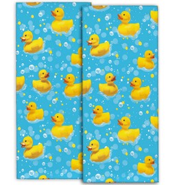 amepay Cute Rubber Duck Hand Towels - 2 Pack, 14.5" X 28",Soft Microfiber Polyester Blue Towel Set with Bubble Pattern,for Fun Bathroom Kitchen Spa Hotel Decor Gifts Women Girls