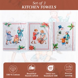 Maison d' Hermine Chromo 100% Cotton Set of 3 Multi-Purpose Kitchen Towel Soft Absorbent Dish Towels Tea Towels Bar Towels Spring/Summer (50cm x 70cm)
