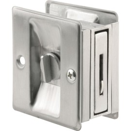 Prime-Line N 7161 Pocket Door Privacy Lock with Pull - Replace Old or Damaged Pocket Door Locks Quickly and Easily – Satin Chrome (Single Pack)