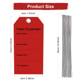 500-Pack Equipment Tags with Wire，Grenn Tceg Clean Equipment Tag for Cleaning, Maintenance, and Inspection of Electrical Equipment 500 Pieces Vivitex （2 5/16 X 4 3/4 Inch） (Red)