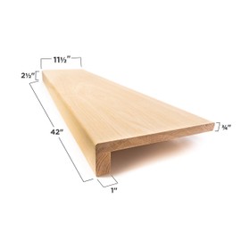 Solid Red Oak Stair Tread with Large (1 3/4) Square Nose Profile (42" x 11 1/2")