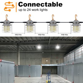 55W 8500LM Alternative to 200W HID/HPS 13.12FT Power Cord with US Plug LED Work Light 5000K Temporary Lights Linkable Hanging Work Lights with Outlet & Hook for Outdoor Indoor