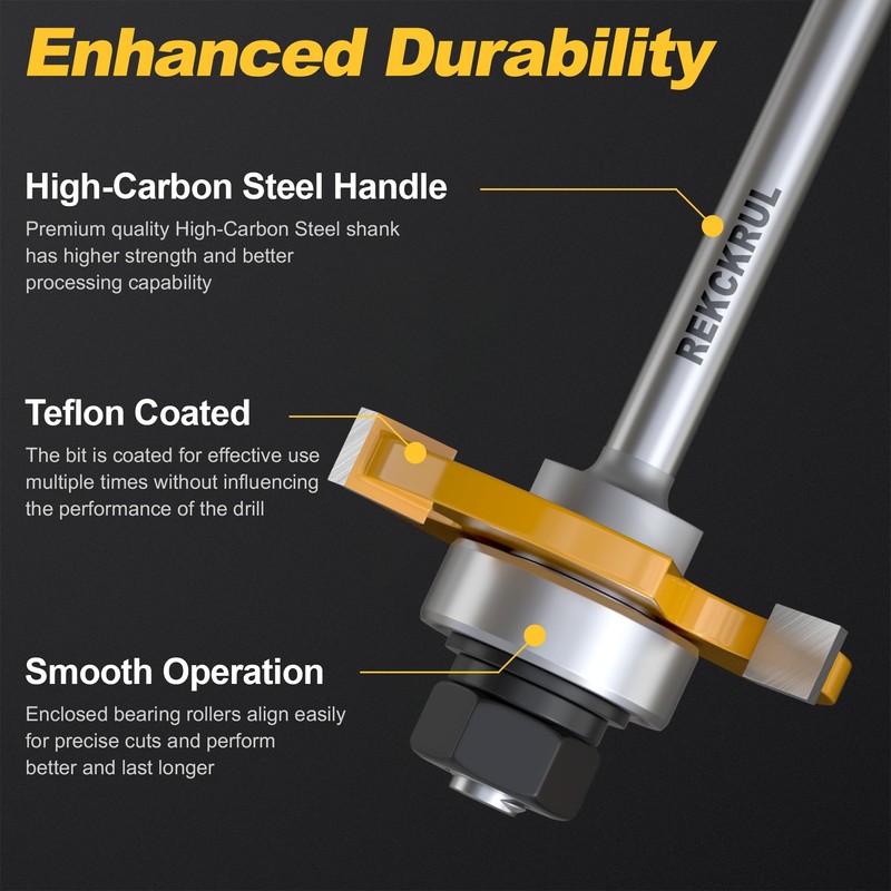 REKCKRUL 2 PCS Professional Tongue and Groove Router Bit Set,