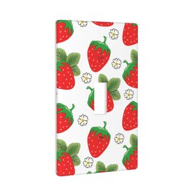 Strawberry Floral Single Toggle Light Switch Plate Decorative Electrical Wall Plates, 1 Gang Light Switch Cover Plate 2.75" X 4.5" For Kitchen Bedroom Home Decor