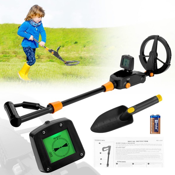 Metal Detector Kids, Lightweight Metal Detector with Waterproof Search Coil, Adjustable High Sensitivity Metal Detector with LCD and SOUND Indication for Beginners to Treasure Seeking Gold Digger