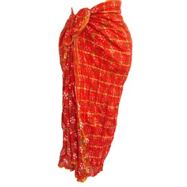 Rastogi Handicrafts New Indian Traditional chunri Design Cover ups Beach Cloth Sarong Swing Suit (Red)