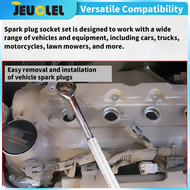 JEUCLEL 5PCS Magnetic Swivel Spark Plug Socket Set, 14mm Thin