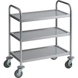Commercial Stainless Steel Utility Cart 28" x 16" x 32" - 3 Shelf Rolling Metal Cart with Wheels for Kitchen, Hotel, Storage, and Catering - Durable 24 Gauge Light Duty Service Cart for Restaurants