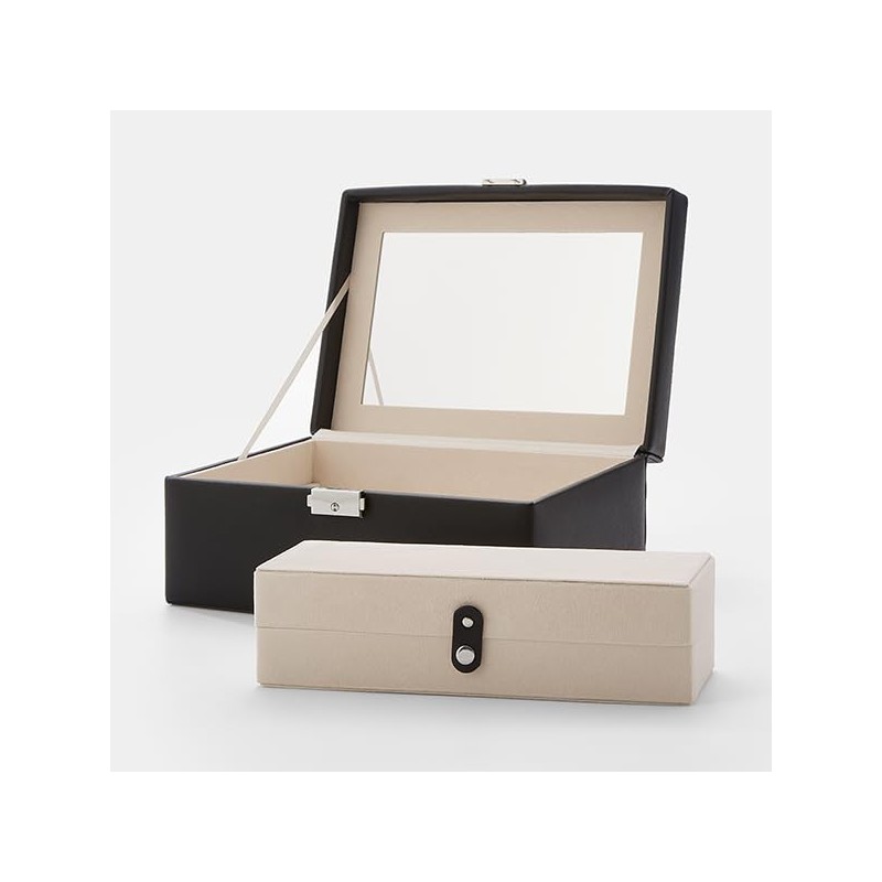 THINGS REMEMBERED Engraved Vegan Leather Large Jewelry Box in Black