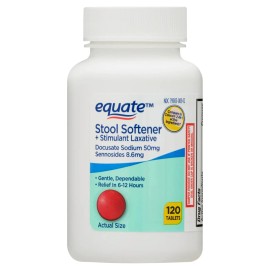 Equate Stool Softener + Stimulant Laxative Tablets, Constipation Relief, 120 Ct