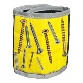 BYKES Magnetic Wristband for Holding Screws, Nails & Tools | Strong Magnetic Extra Large Tool | Portable DIY Magnetic Wristband | Wide Surface Magnet | Heavyduty Tool Gift for Handyman | Yellow/Gray