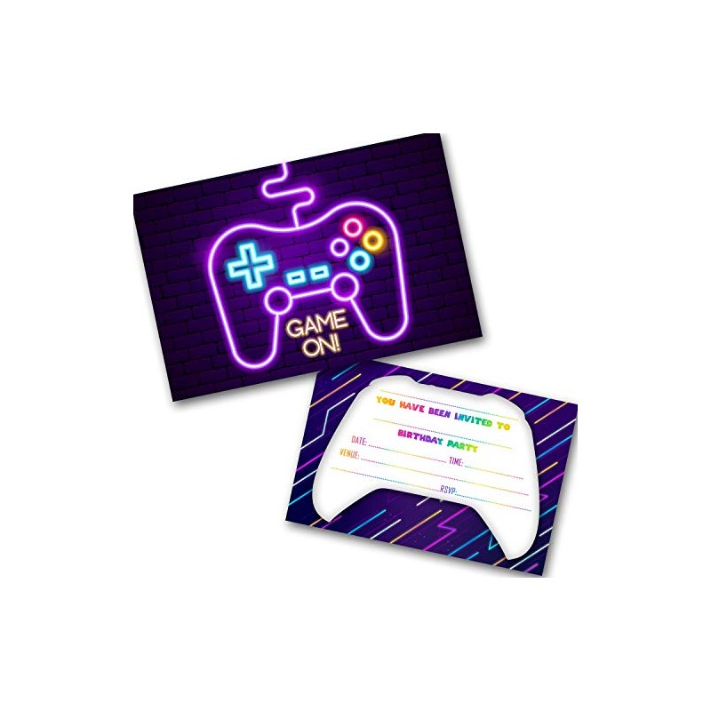 Gaming Party Invitations Pack with Envelopes WRITE ON (PACK OF