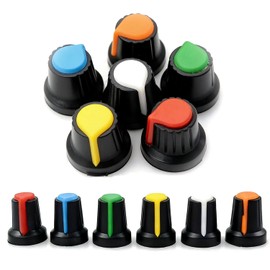 LvYiLinggg Potentiometer Knob 0.6 x 0.7 inch (15 x 17 mm) Inner Diameter 0.2 inch (6 mm) 6 Color Knob Cap for D-Shaped Shaft Hole 180° Durable Plastic Non-Slip Volume Knob Guitar Knob