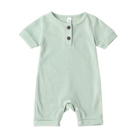 Arleysh Mameluco de algodón y lino sin mangas con volantes para recién nacidos, para primavera y verano, Greenwaff, 0-3 meses