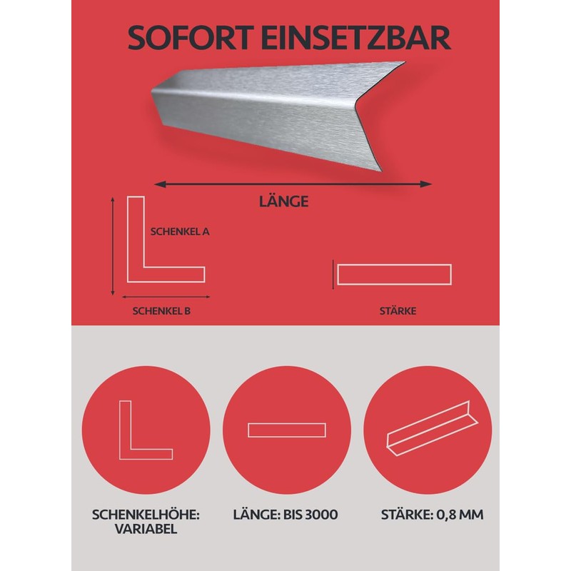 Stainless Steel Angle Profile 1000 mm 90 Degree Angle Profile