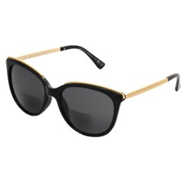 Foster Grant Sofia Vergara x Women's Margarita Sunreaders Bifocal Style Reader Sunglasses,SHINY BLACK AND GOLD, 2.5x