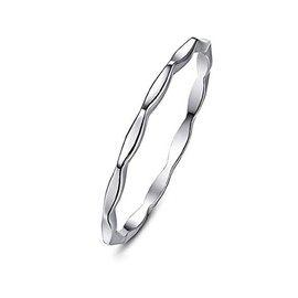 AVECON Engagement Rings Unisex Pure 925 Silver Ring Minimalist Bamboo Design Thin for Girls Teens Womens Size T