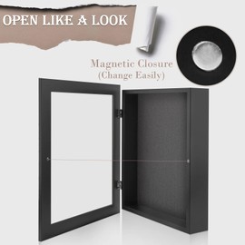 Golden State Art, 11x14 Shadow Box Frame Display Case, 2-inch Depth, Great for Collages, Collections, Mementos, 6 Pins Included (Black, 1 Pack)