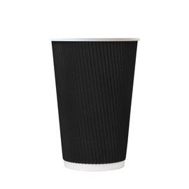 We Can Source It Ltd - 8oz Black Ripple Paper Coffee Cup - Plastic Free, Compostable and Biodegradable Cups - 500pc