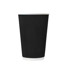 We Can Source It Ltd - 8oz Black Ripple Paper Coffee Cup - Plastic Free, Compostable and Biodegradable Cups - 500pc
