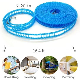 KHDULQ Pack of 3 5 m Nylon Washing Line, Washing Line, Camping, Camping Clothesline, Travel Clothesline, Extendable Wall, for Indoor and Outdoor Camping Hangers, Blue/Green/Pink