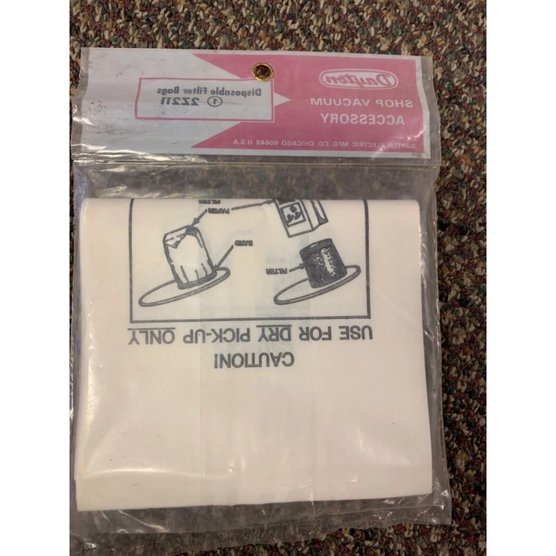 Dayton wet dry shop vac 2Z211A disposable Filter Bags 5/pkg