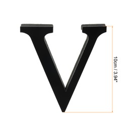 PATIKIL 3D Acrylic Alphabet Mirror Wall Stickers Letter V Self-Adhesive Home Decor Letter Sign Art Sticker Decal for DIY Home Decoration Black