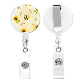 IAMRAVER 2 Pack Retractable Badge Holders Cute Badge Reel Badge Clip ID Card Holders for Student Office Worker Doctor Nurse Teacher(Cute Bee)