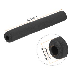 sourcing map 2pcs 10" Pipe Insulation Tube Outside Pipe Lagging 16mm(5/8 inch) ID 34mm OD Foam Tubing for Handle Grip Support, Black