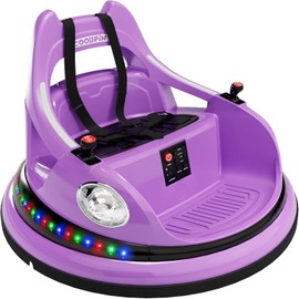 Bumper Car for Kids, 12V Electric Ride-On Car for Toddlers with Remote Control, Led Lights, 360-Degree Spin, Bluetooth Capability, 2 Speed Settings, Anti-Collision Padding, and 5-Point Safety Belt