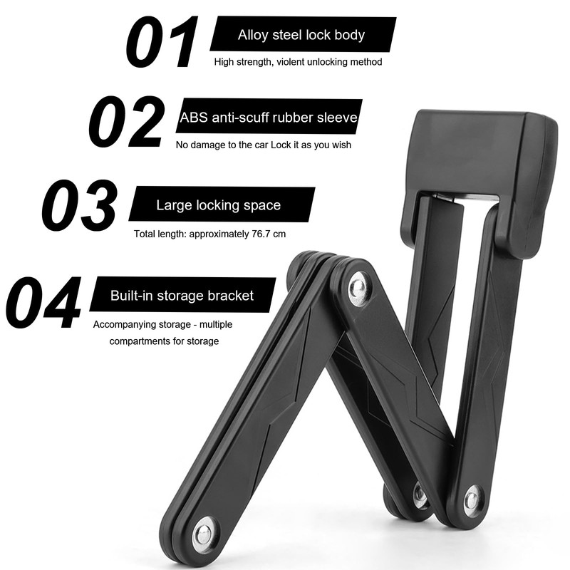 anneratteryer Folding Lock Bicycle with Keys Bicycle Lock High Security