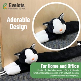 Evelots Under Door Cat Draft Stopper - Weighted - Keep Cold Air, Warm Air Out - Odor, Noise, Dust, Wind Blocker - Great for Window - Full 38 Inch Long - Heavy Duty Kitty Cat - Hanging Loops