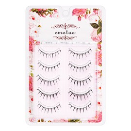 emotao Natural False Eyelashes, Short, Top/Eyelashes, Popular, Handmade, Actress Eyelashes, Thin Makeup, Lifestyle Makeup, 5 Pairs (M8), Black