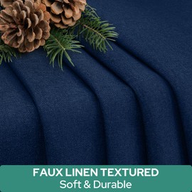 HOMEIDEAS 100% Linen Blackout French Door Curtains, Privacy Door Window Curtains, 26 X 68 Inch Room Darkening Blinds, Thermal Insulated Shades for Bedroom, 1 Panel, Navy