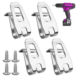 4PCS Replacement Belt Hook Clip, Stainless Steel Clip for Makita Impact Driver Tool Belt Heavy Duty Hook for Electric Drill TD126 TD127 HP347 HP457 DHP480 DHP482 with 4 Screws 346449-3