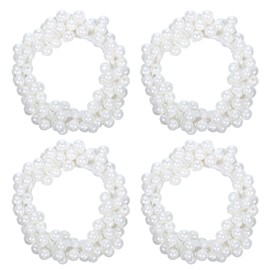 4 Pcs Pearl Hair Ties, Pearl Ponytail Holder, Elastic Beaded Scrunchies Hair, White Elegant Stylish Bead Hairs Rope for Women and Girls