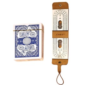 Cribbage, Premium Leather Cribbage Board with Pegs, Complete Cribbage Board Game Set with Playing Cards, Portable Tabletop Game for Family Game Nights and Travel, Picnic Outings